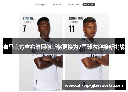 皇马官方宣布维尼修斯将更换为7号球衣迎接新挑战